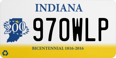 IN license plate 970WLP