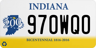 IN license plate 970WQO