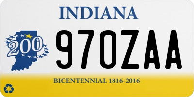 IN license plate 970ZAA