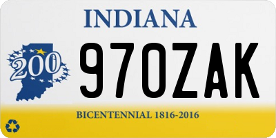 IN license plate 970ZAK