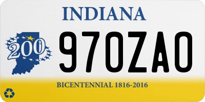 IN license plate 970ZAO