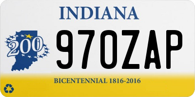 IN license plate 970ZAP