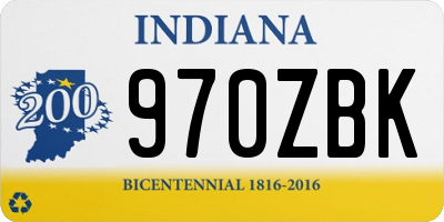 IN license plate 970ZBK