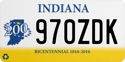 IN license plate 970ZDK