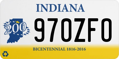 IN license plate 970ZFO