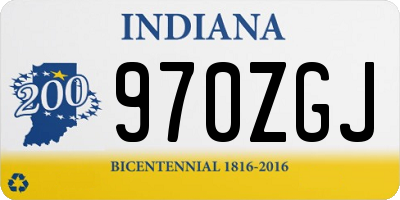 IN license plate 970ZGJ
