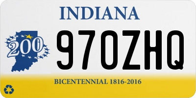 IN license plate 970ZHQ