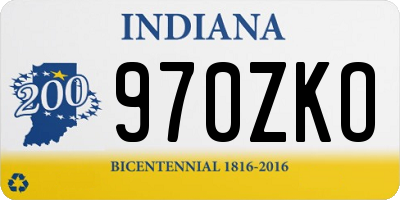 IN license plate 970ZKO