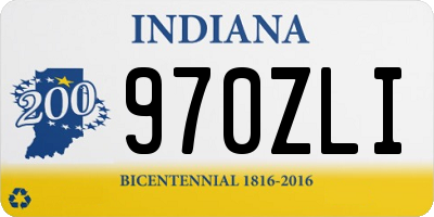 IN license plate 970ZLI