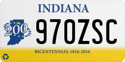 IN license plate 970ZSC