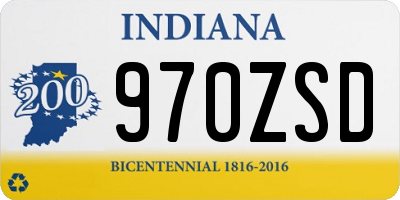 IN license plate 970ZSD