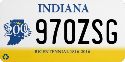 IN license plate 970ZSG
