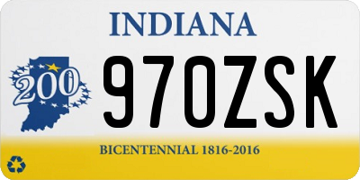 IN license plate 970ZSK