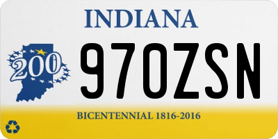IN license plate 970ZSN