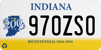 IN license plate 970ZSO