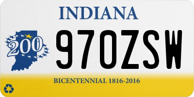 IN license plate 970ZSW
