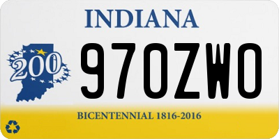 IN license plate 970ZWO