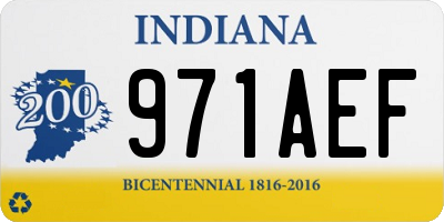 IN license plate 971AEF