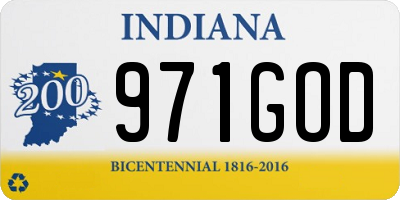 IN license plate 971GOD