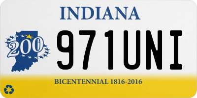 IN license plate 971UNI