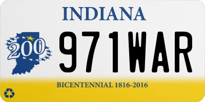 IN license plate 971WAR
