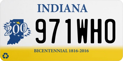 IN license plate 971WHO