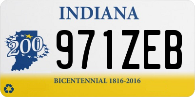 IN license plate 971ZEB