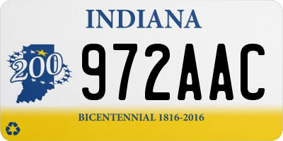 IN license plate 972AAC