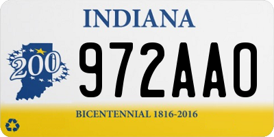 IN license plate 972AAO