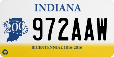 IN license plate 972AAW