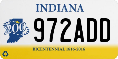 IN license plate 972ADD