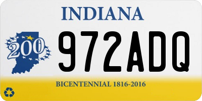 IN license plate 972ADQ