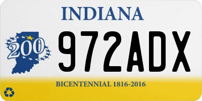 IN license plate 972ADX