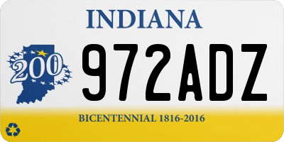 IN license plate 972ADZ
