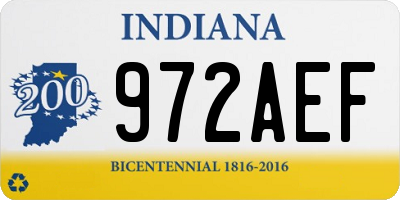 IN license plate 972AEF