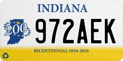 IN license plate 972AEK