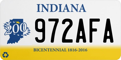 IN license plate 972AFA