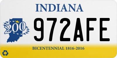 IN license plate 972AFE