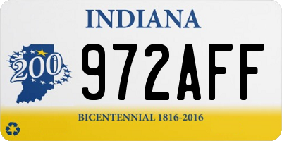 IN license plate 972AFF