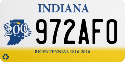 IN license plate 972AFO