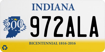 IN license plate 972ALA