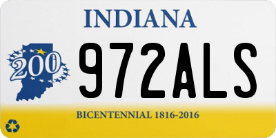 IN license plate 972ALS