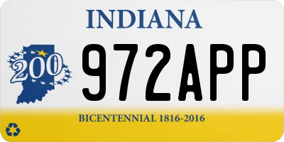 IN license plate 972APP