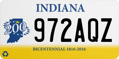 IN license plate 972AQZ