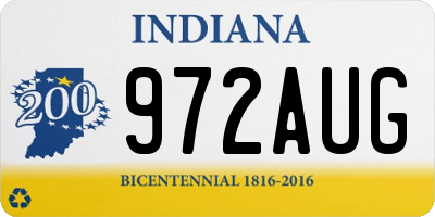 IN license plate 972AUG