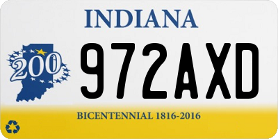IN license plate 972AXD
