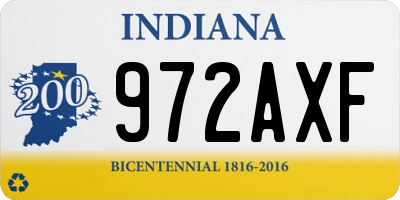 IN license plate 972AXF