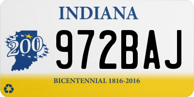 IN license plate 972BAJ