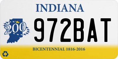 IN license plate 972BAT