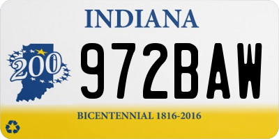 IN license plate 972BAW